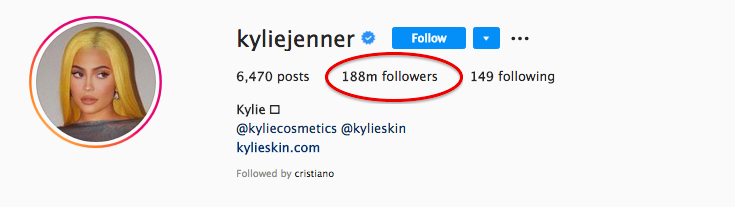 kylie jenner instagram profile snapshot
