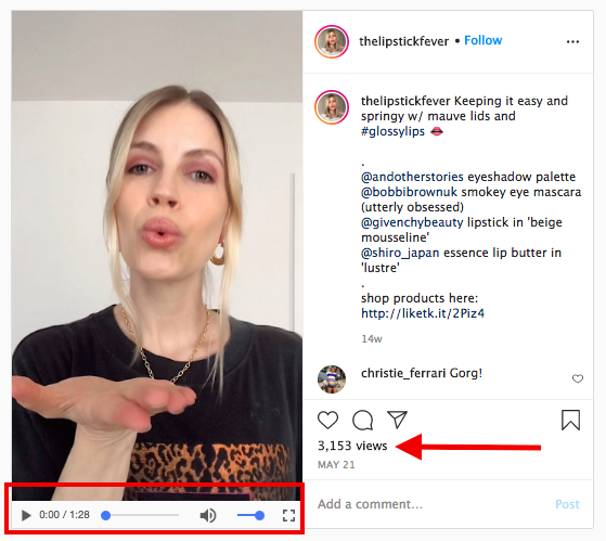 instagram influencer instagram video example