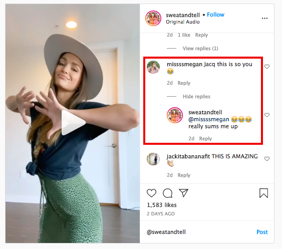 sweat and tell instagram post