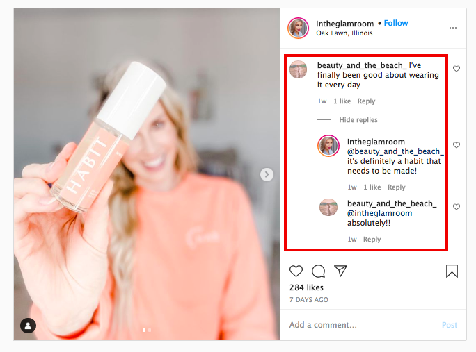 intheglamroom engaging with her audience example