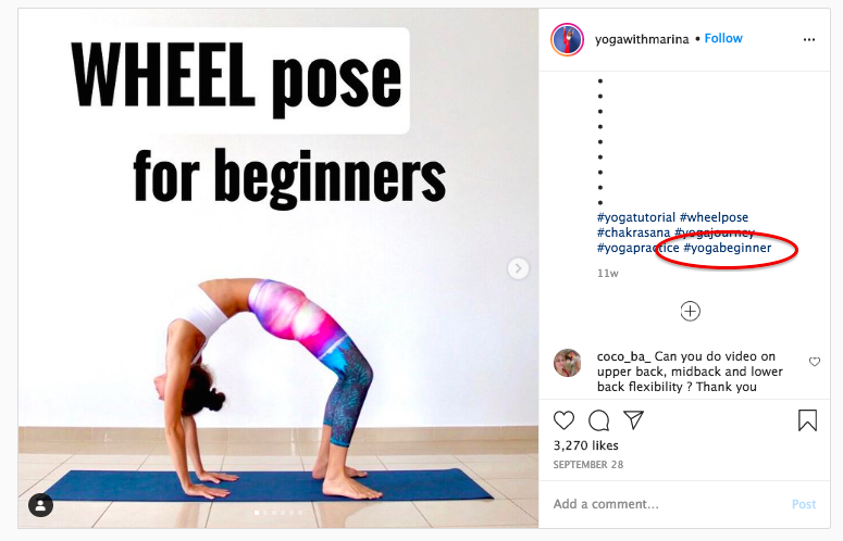 yogawithmarina hashtag example