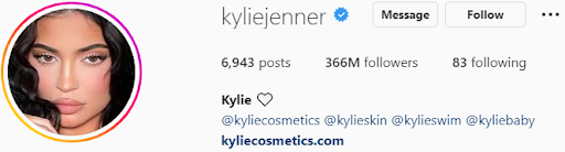 instagram bio example kylie jenner