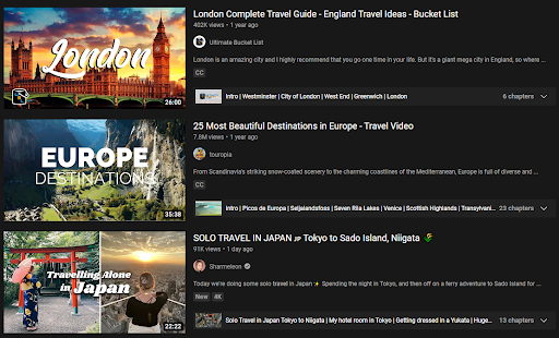 travel youtube niche idea