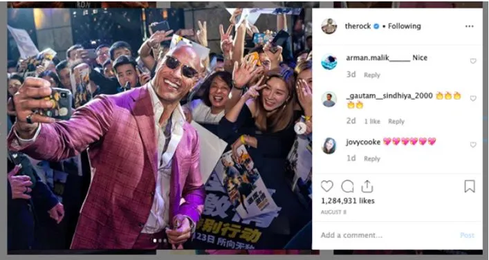 the rock instagram post