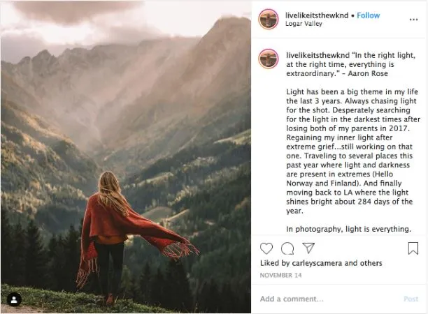 livelikeitsthewknd insta post example