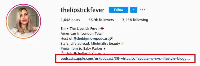 affiliate link insta bio