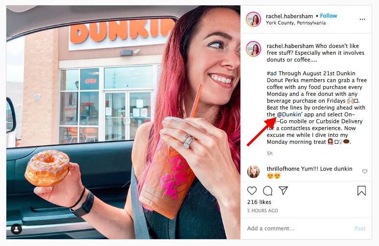 instagram micro influencer dunkin donuts